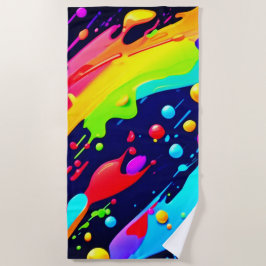 レインボースプラッシュアート ビーチタオル