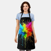 レインボースプラッシュパウダーアート エプロン (着用した状態)