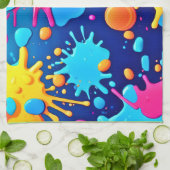 レインボースプラッシュ絵を描アート キッチンタオル (折り畳み)