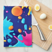 レインボースプラッシュ絵を描アート キッチンタオル (四つ折り)