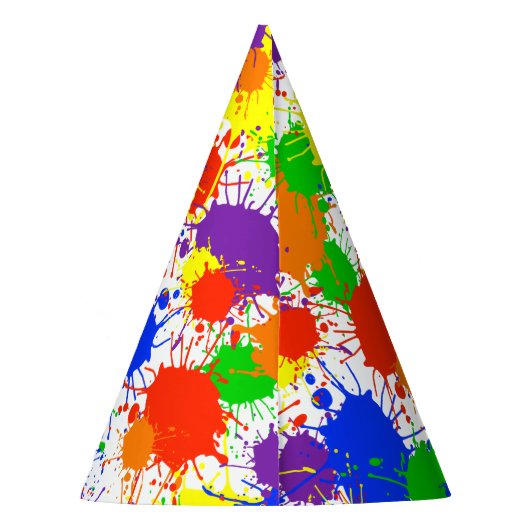 レインボースプラッシュ絵を描子供の誕生日紙パーティーハット パーティーハット (裏面)