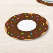 レインボースプリンクルズチョコレートドーナツ ラウンドペーパーコースター (アングル)