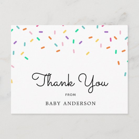 レインボースプレンクルベビーサンキューハガキ ポストカード (正面)
