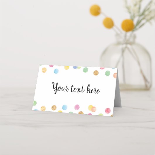 レインボースポットパステル座席表バースデーパーティー プレイスカード (正面)