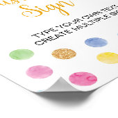 レインボースポットパーティー1st誕生日カスタムサイン ポスター (角)