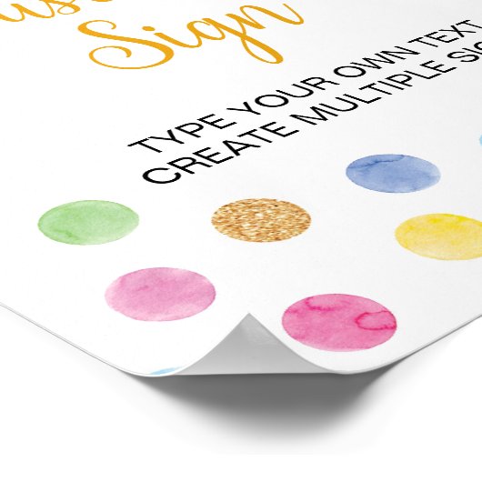 レインボースポットパーティー1st誕生日カスタムサイン ポスター (角)