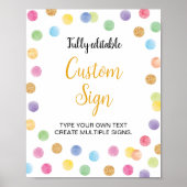 レインボースポットパーティー1st誕生日カスタムサイン ポスター (正面)