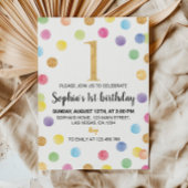 レインボースポット1st誕生日招待状水玉模様 招待状