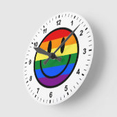 レインボースマイリーフェイス ラウンド壁時計 (傾斜)