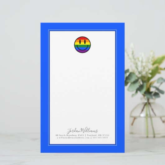 レインボースマイリーフェイス 便箋 (スタンド正面)