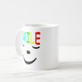 レインボースマイル付きスマイリーフェイス コーヒーマグカップ (正面左)