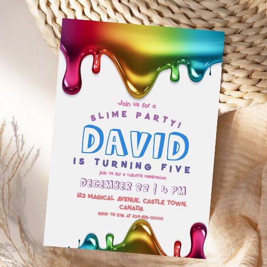 レインボースライムパーティの招待状スライム5th誕生日 招待状