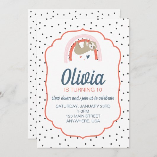 レインボースロスバースデーパーティー招待状 招待状 (正面/裏面)