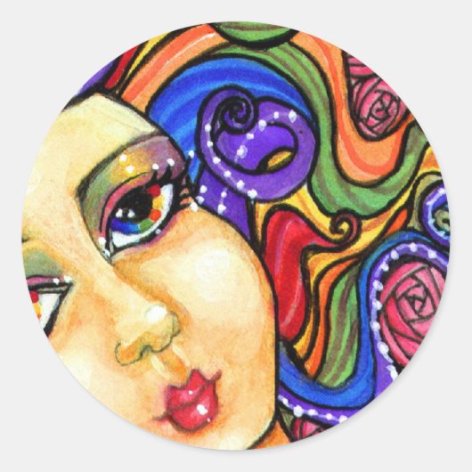 レインボースワールガールズレインボーかわいらしシールシート ラウンドシール (正面)