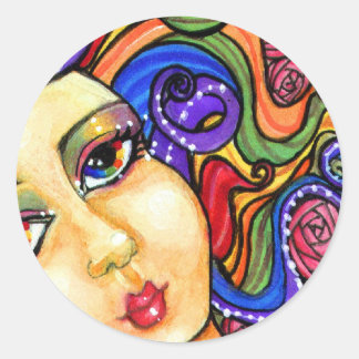 レインボースワールガールズレインボーかわいらしシールシート ラウンドシール