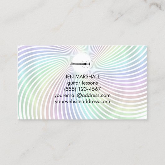 レインボースワールビジネスカードのギターシルエット 名刺 (裏面)