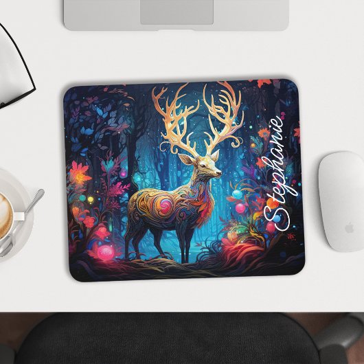 レインボースワールフォレストディアーパーソナライズされた マウスパッド