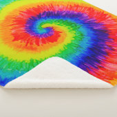 レインボースワール絞り染めアルコ絵画ールインク シェルパブランケット (3/4)