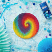 レインボースワール絞り染めグルーヴカッコいいィー ペーパープレート (パーティー)