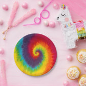 レインボースワール絞り染めグルーヴカッコいいィー ペーパープレート (パーティー)