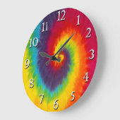 レインボースワール タイダイ グルービー クール カラフル ラージ壁時計 (傾斜)