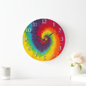 レインボースワール タイダイ グルービー クール カラフル ラージ壁時計 (ホーム)
