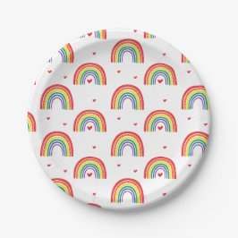 レインボーズとハートバースデーパーティープレート ペーパープレート