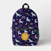 レインボーズアンドユニコーンズブループリントカットソーバッグ プリントバックパック (正面)