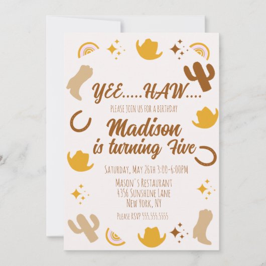 レインボーズアンドロデオスグルーヴィ誕生日 案内状 (正面)