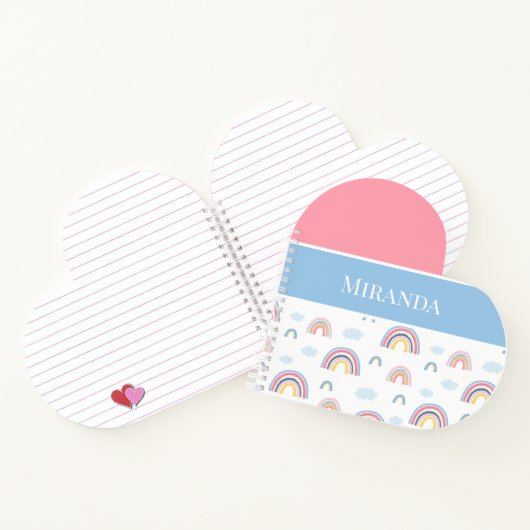 レインボーズピンクブルーパーソナライズされたタイポグラフィ ノートブック (内部)