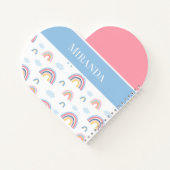 レインボーズピンクブルーパーソナライズされたタイポグラフィ ノートブック (裏面)