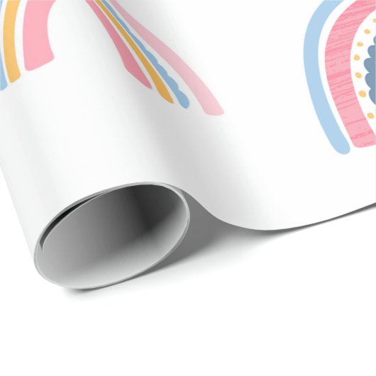 レインボーズボホピンクブルーイエローおもしろいかわいい ラッピングペーパー (ロールコーナー)