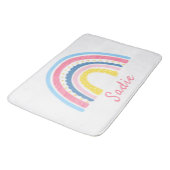 レインボーズボホピンクブルーイエローネームかわいい バスマット (アングル)