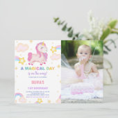 レインボーズユニコーン誕生日招待状と写真 招待状 (スタンド正面)