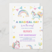 レインボーズユニコーン誕生日招待状 招待状 (正面/裏面)