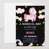 レインボーズユニコーン誕生日招待状 招待状 (正面/裏面)