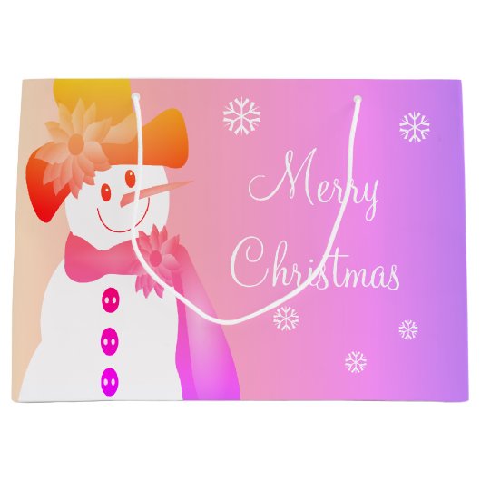 レインボーズ雪だるま&スノーフレーク ラージペーパーバッグ (正面)