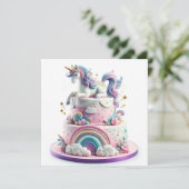 レインボーズ&ユニコーン子供の誕生日ケーキ カード (スタンド正面)