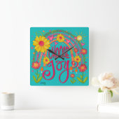 レインボーセレクトジョイかわいいトレンディーティール(緑がかった色)インスピレーション スクエア壁時計 (ホーム)