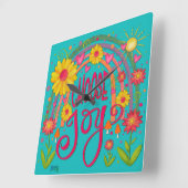 レインボーセレクトジョイかわいいトレンディーティール(緑がかった色)インスピレーション スクエア壁時計 (傾斜)