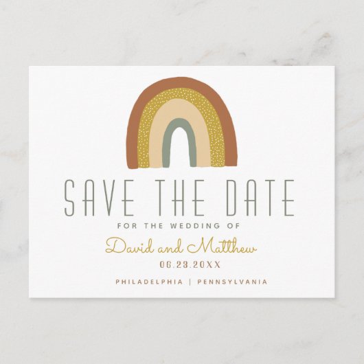 レインボーセーブ・ザ・デート案内はがき 案内ポストカード (正面)