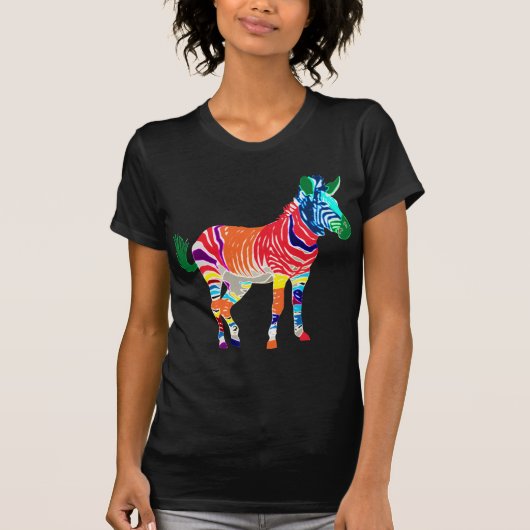 レインボーゼブラアニマルモノグラムパーティー Tシャツ (正面)
