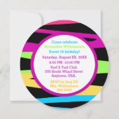 レインボーゼブラストライプスSweet sixteen誕生パーティー 招待状 (裏面)