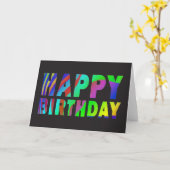 レインボーゼブラプリント誕生日カード カード (黄色い花)