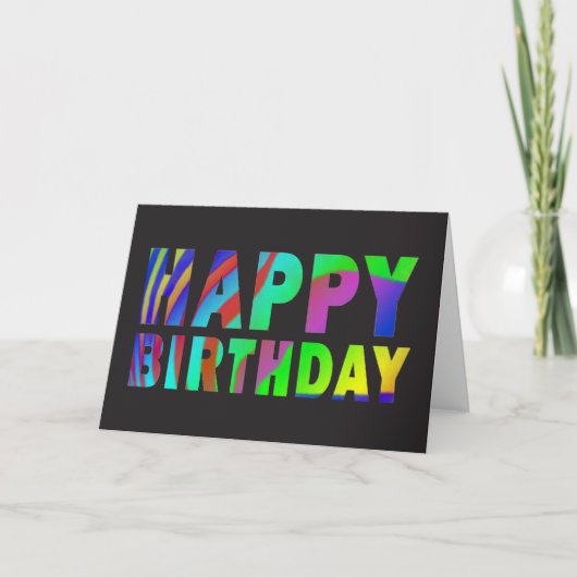 レインボーゼブラプリント誕生日カード カード (正面)