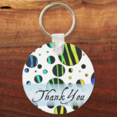 レインボーゼブラ水玉模様パターンサンキュー キーホルダー (正面)