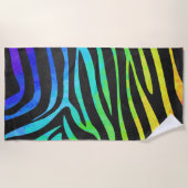 レインボーゼブラ絵を描パターン ビーチタオル (正面)