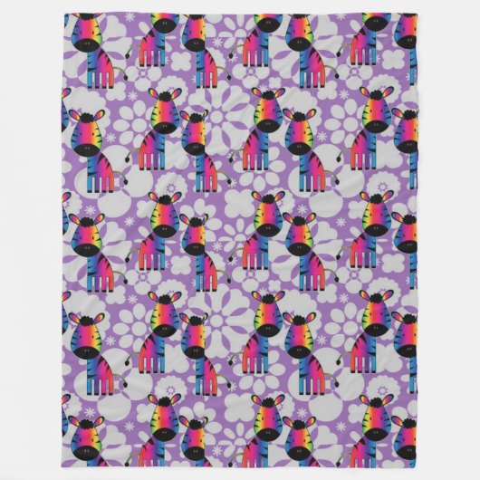 レインボーゼブラ フリースブランケット (正面)