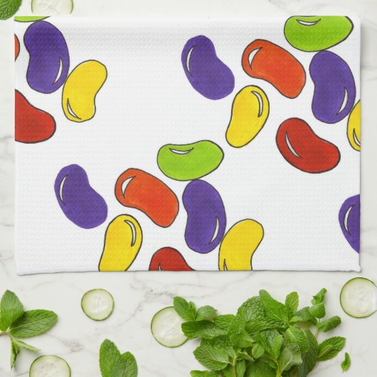 レインボーゼリー豆イースターバスケットキャンディトリート キッチンタオル (折り畳み)