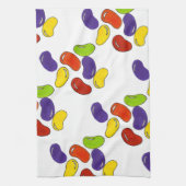 レインボーゼリー豆イースターバスケットキャンディトリート キッチンタオル (縦)